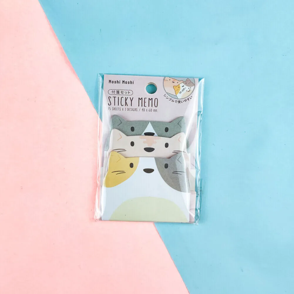 US 6-12 Pc (270-540 Pages Total) Sticky Notes Animals Shape Self-Stick Memo Pads