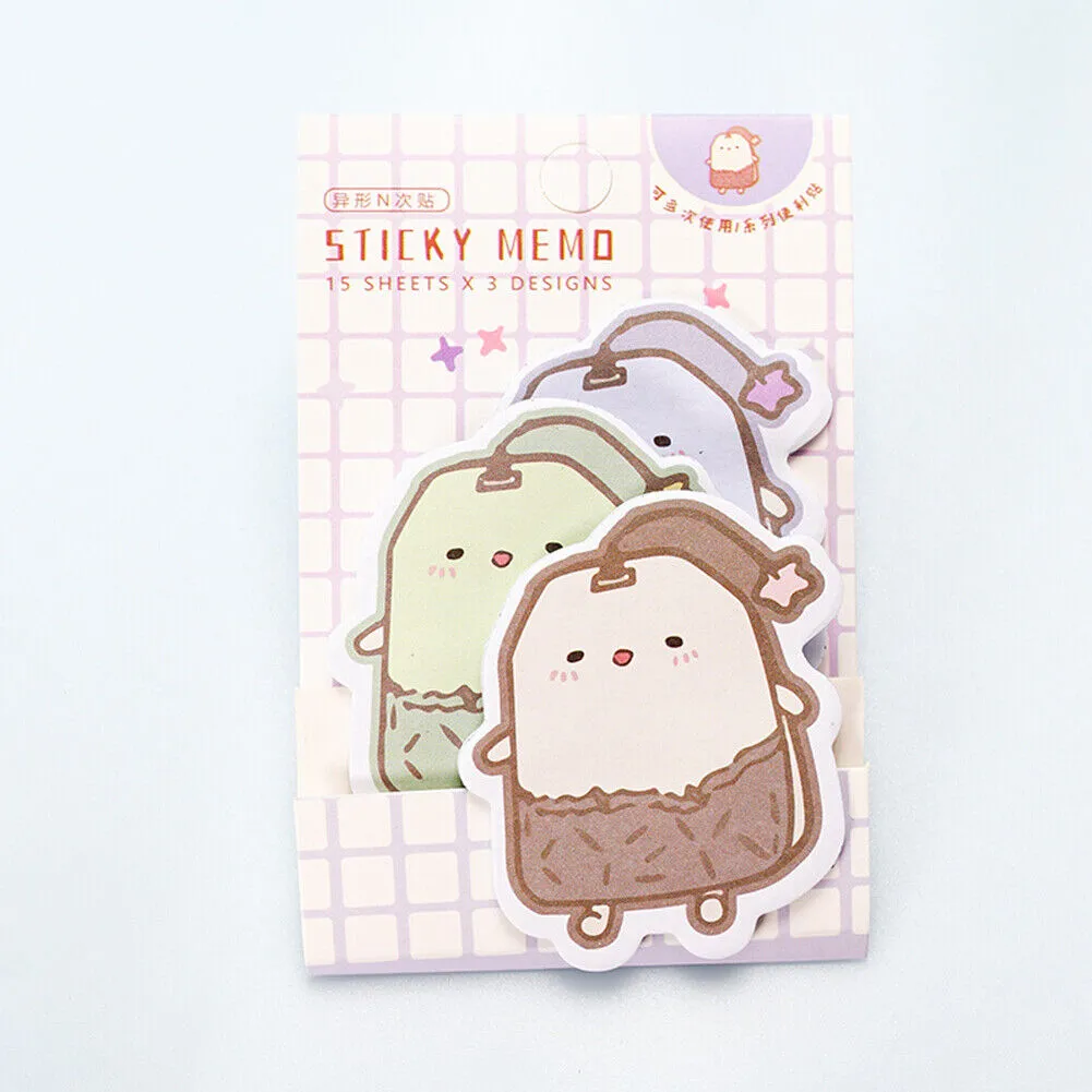 US 6-12 Pc (270-540 Pages Total) Sticky Notes Animals Shape Self-Stick Memo Pads