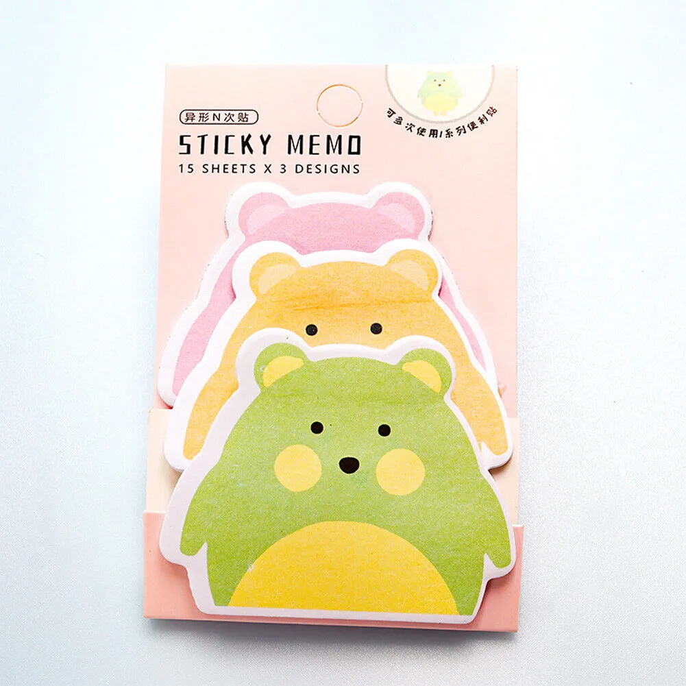 US 6-12 Pc (270-540 Pages Total) Sticky Notes Animals Shape Self-Stick Memo Pads
