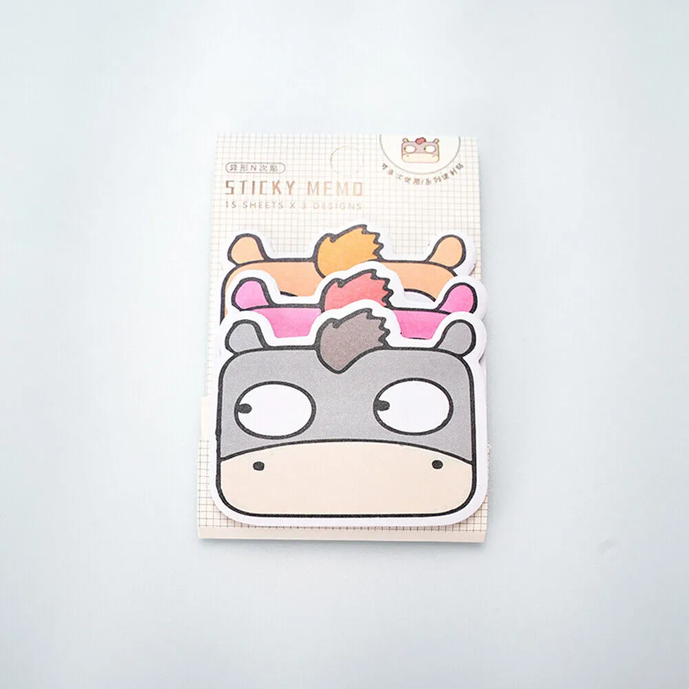 US 6-12 Pc (270-540 Pages Total) Sticky Notes Animals Shape Self-Stick Memo Pads