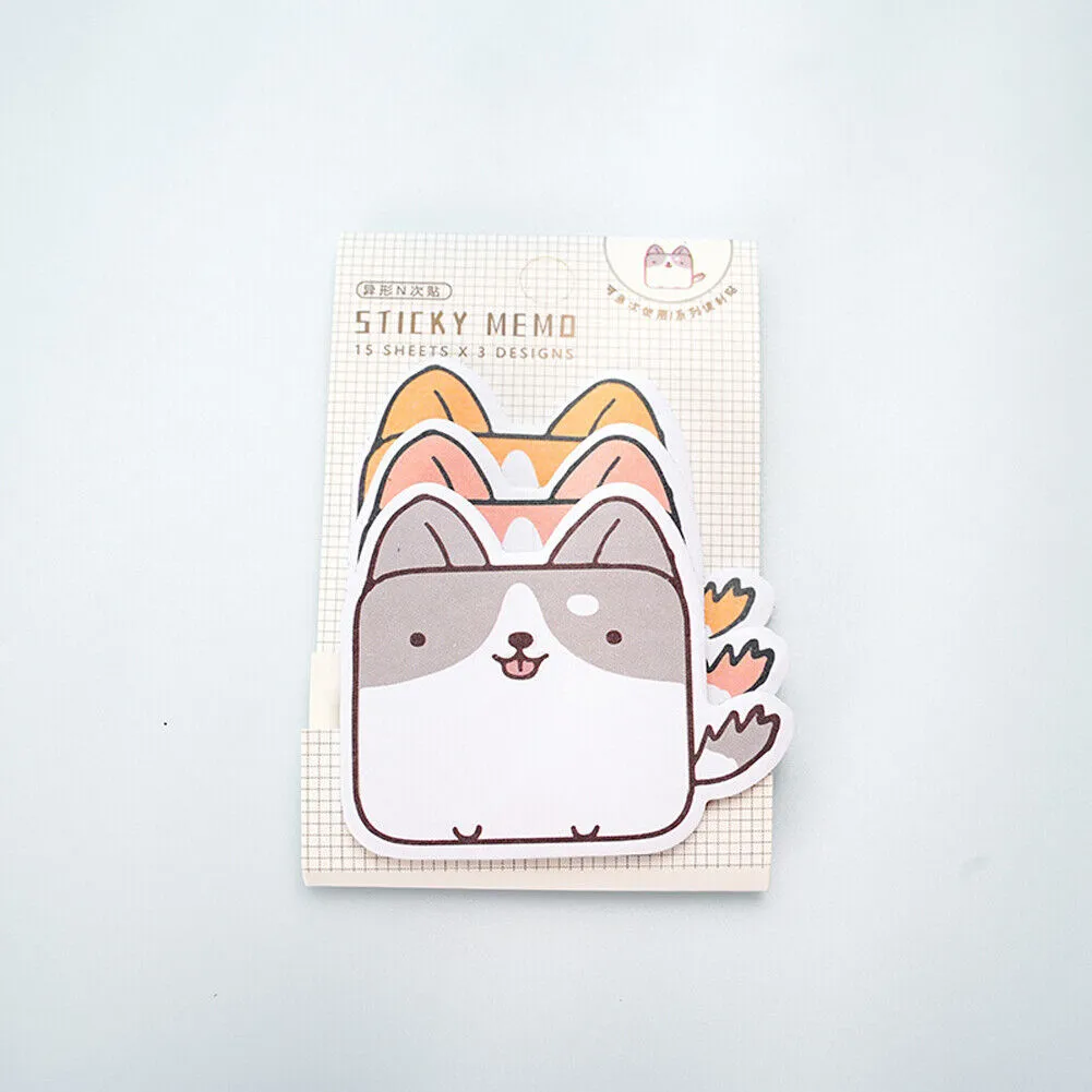 US 6-12 Pc (270-540 Pages Total) Sticky Notes Animals Shape Self-Stick Memo Pads