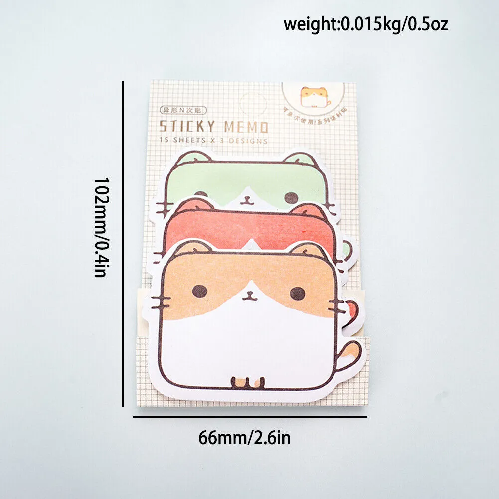 US 6-12 Pc (270-540 Pages Total) Sticky Notes Animals Shape Self-Stick Memo Pads