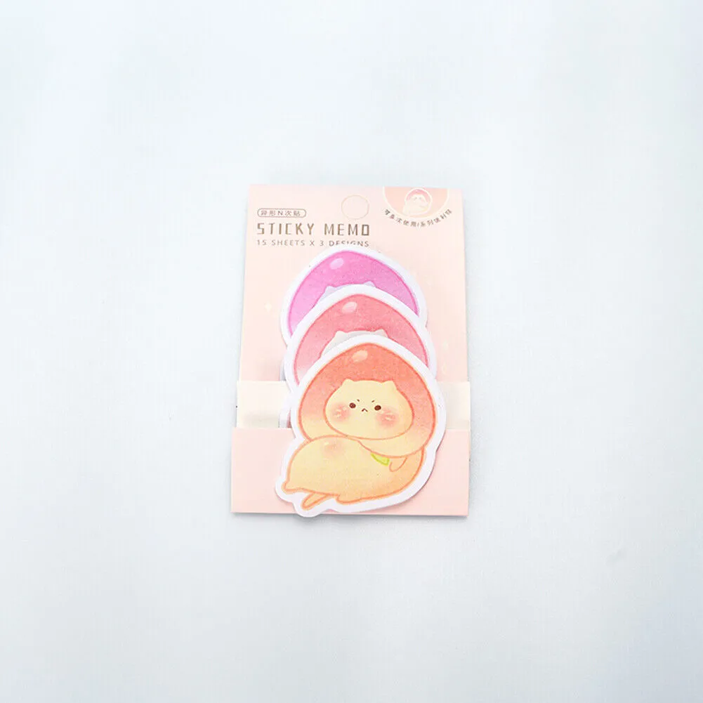 US 6-12 Pc (270-540 Pages Total) Sticky Notes Animals Shape Self-Stick Memo Pads