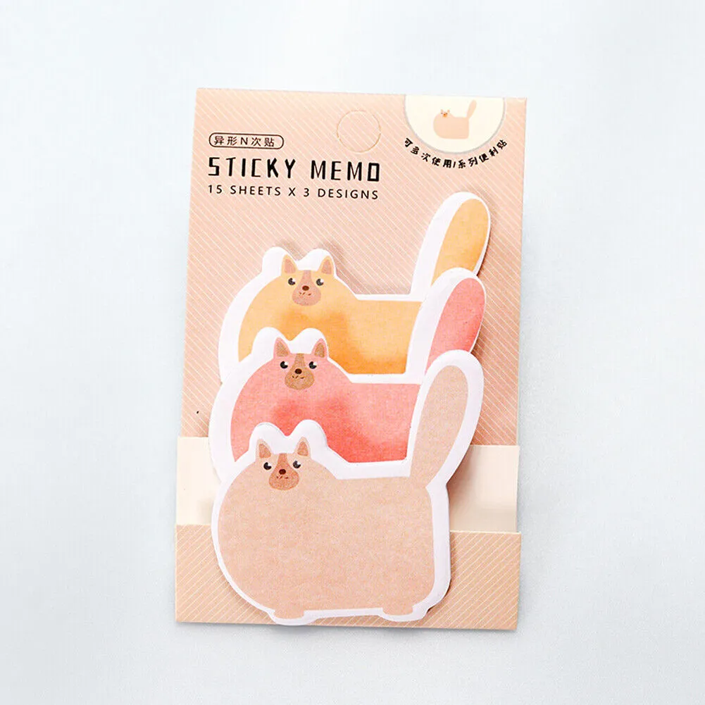 US 6-12 Pc (270-540 Pages Total) Sticky Notes Animals Shape Self-Stick Memo Pads