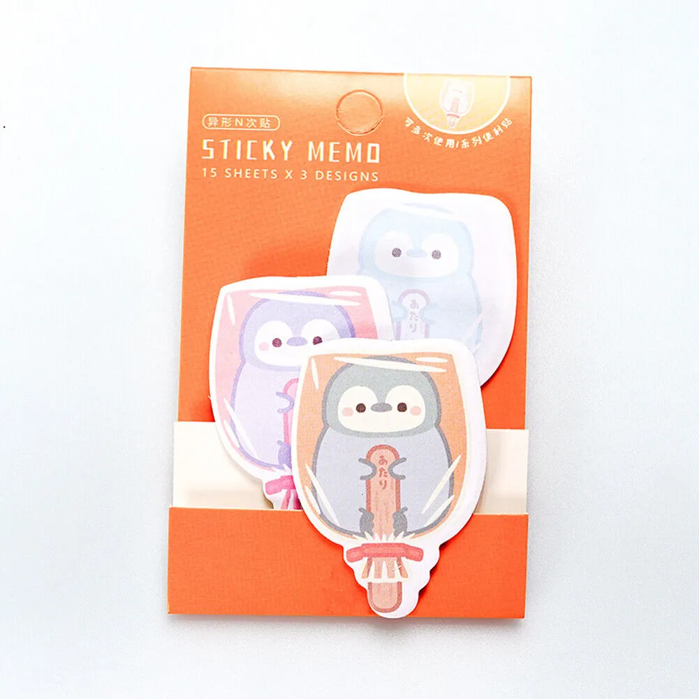 US 6-12 Pc (270-540 Pages Total) Sticky Notes Animals Shape Self-Stick Memo Pads