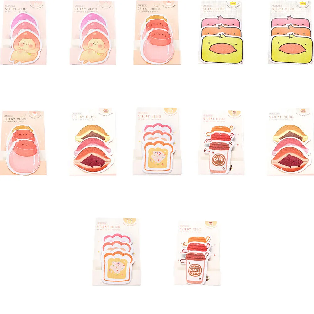 US 6-12 Pc (270-540 Pages Total) Sticky Notes Animals Shape Self-Stick Memo Pads