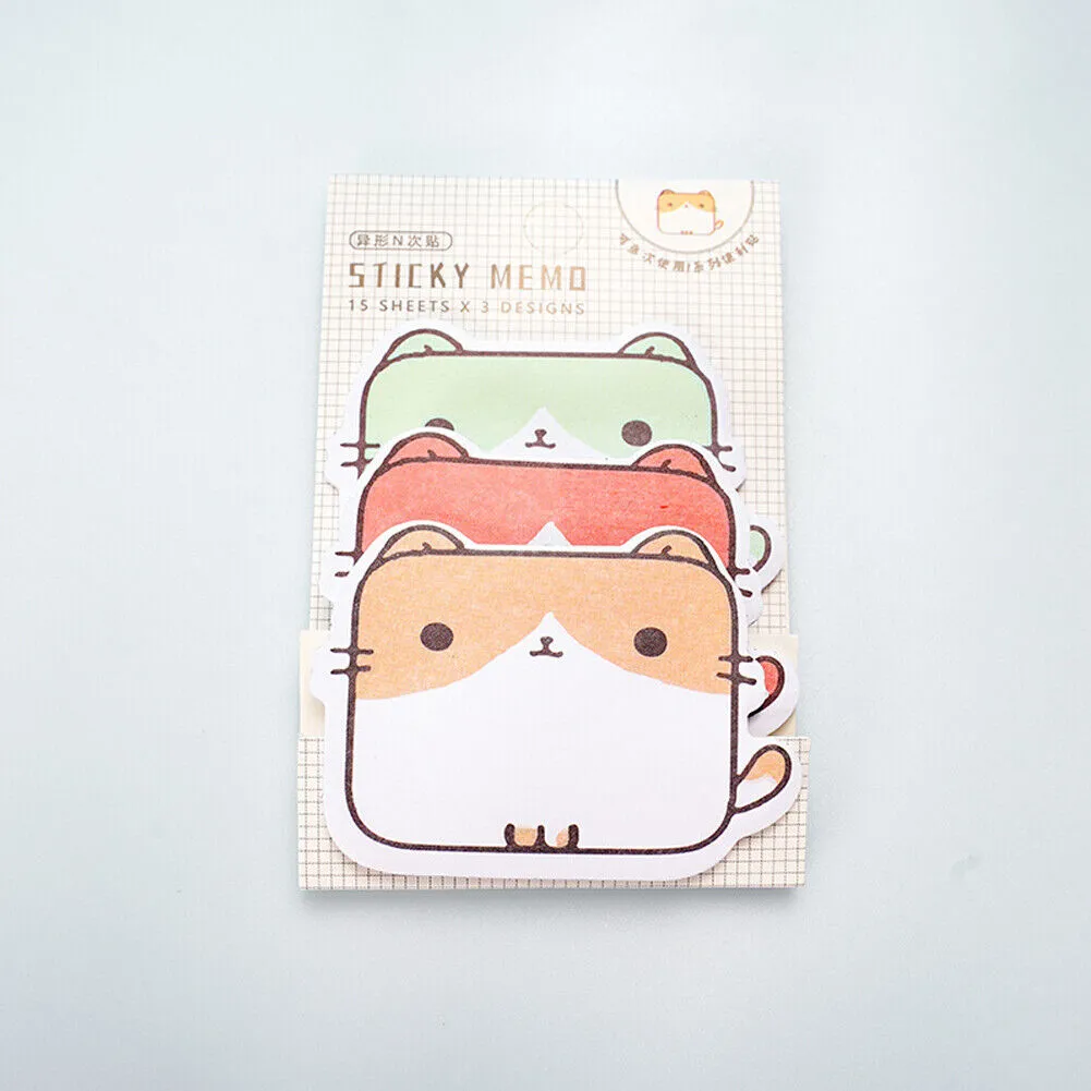 US 6-12 Pc (270-540 Pages Total) Sticky Notes Animals Shape Self-Stick Memo Pads