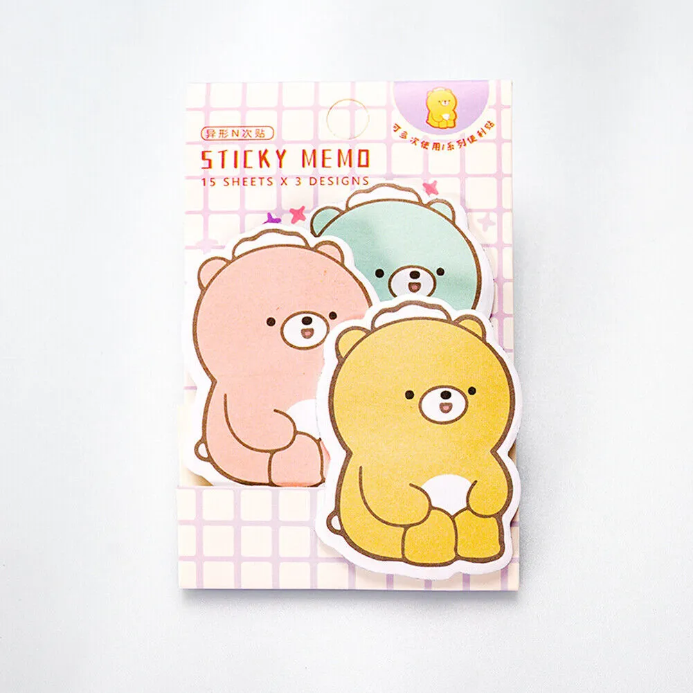 US 6-12 Pc (270-540 Pages Total) Sticky Notes Animals Shape Self-Stick Memo Pads