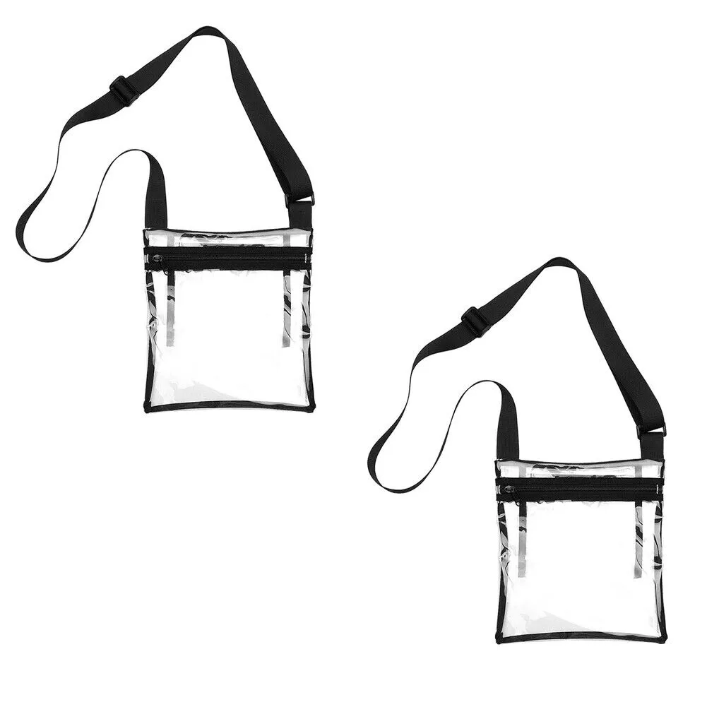 US Clear Transparent Tote Bag PVC Zipper Stadium Approved Shoulder Handbag Purse