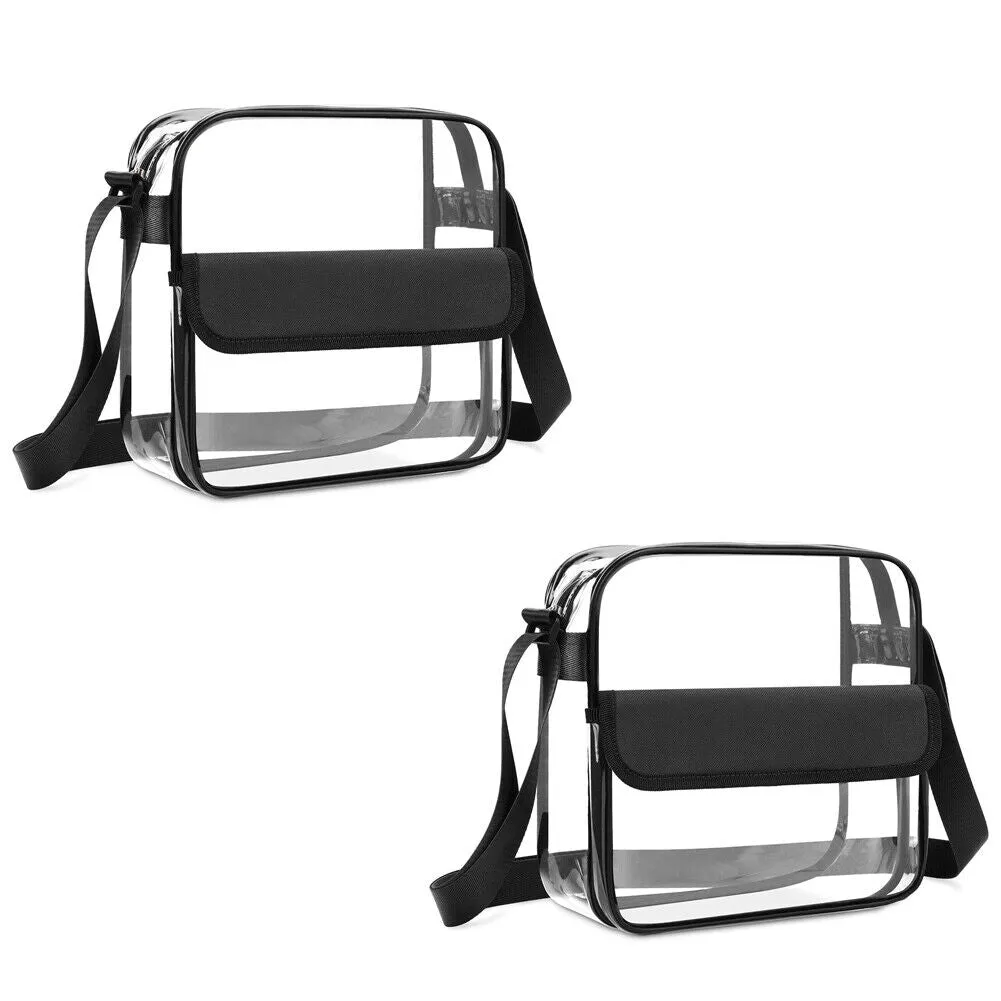 US Clear Transparent Tote Bag PVC Zipper Stadium Approved Shoulder Handbag Purse