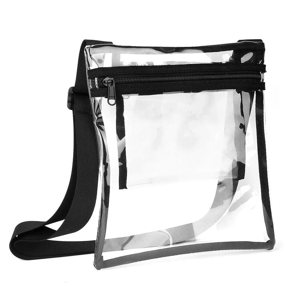 US Clear Transparent Tote Bag PVC Zipper Stadium Approved Shoulder Handbag Purse