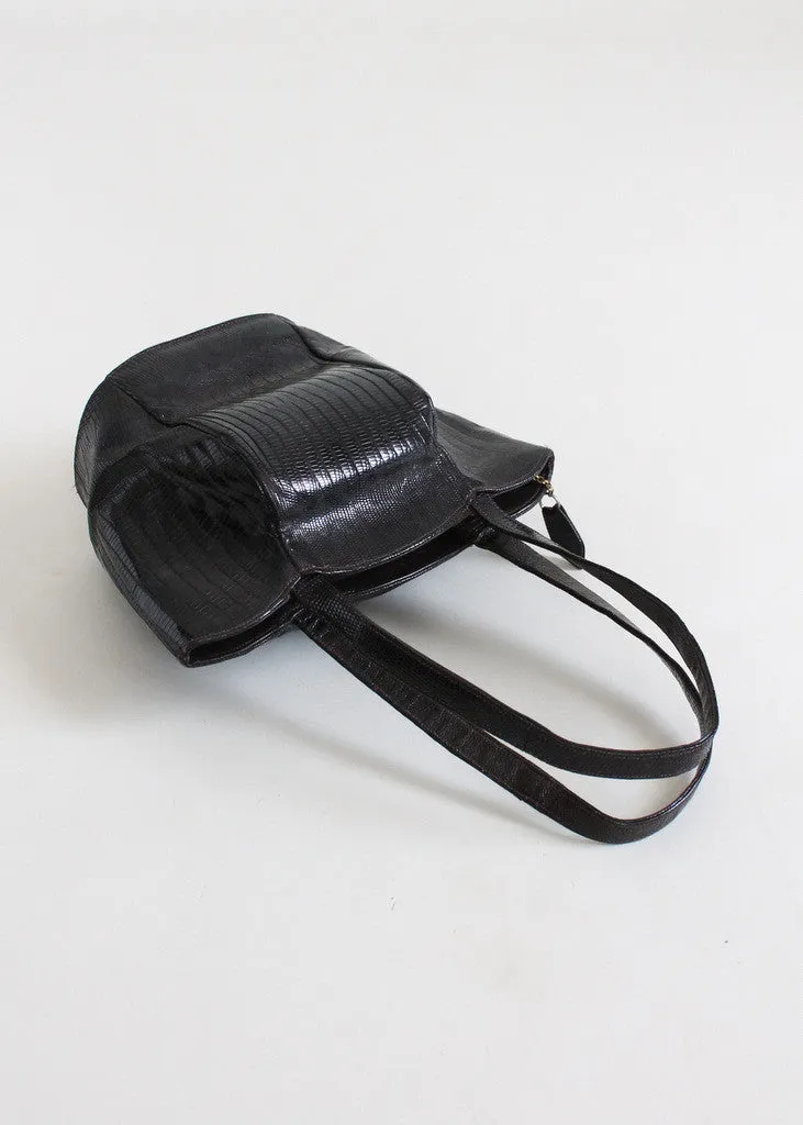 Vintage 1940s Deitsch Black Lizard Tulip Purse