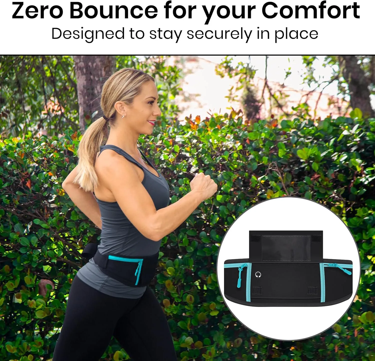 Vive Running Belt Fanny Pack for Women, Men, Kids, Adults, Jogging, Workouts- Waterproof Runners Reflective Waist Pack Bag with Phone Holder - For Fitness, Exercise, Gym, Hiking, Travel, Running Gift