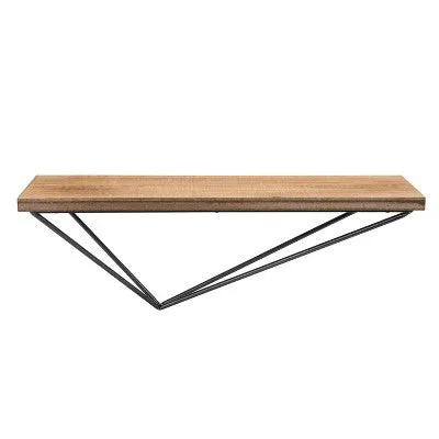 Wall Mount Floating Shelf with Diamond Shaped Iron Bracket Brown - Danya B.