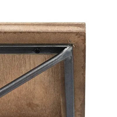Wall Mount Floating Shelf with Diamond Shaped Iron Bracket Brown - Danya B.