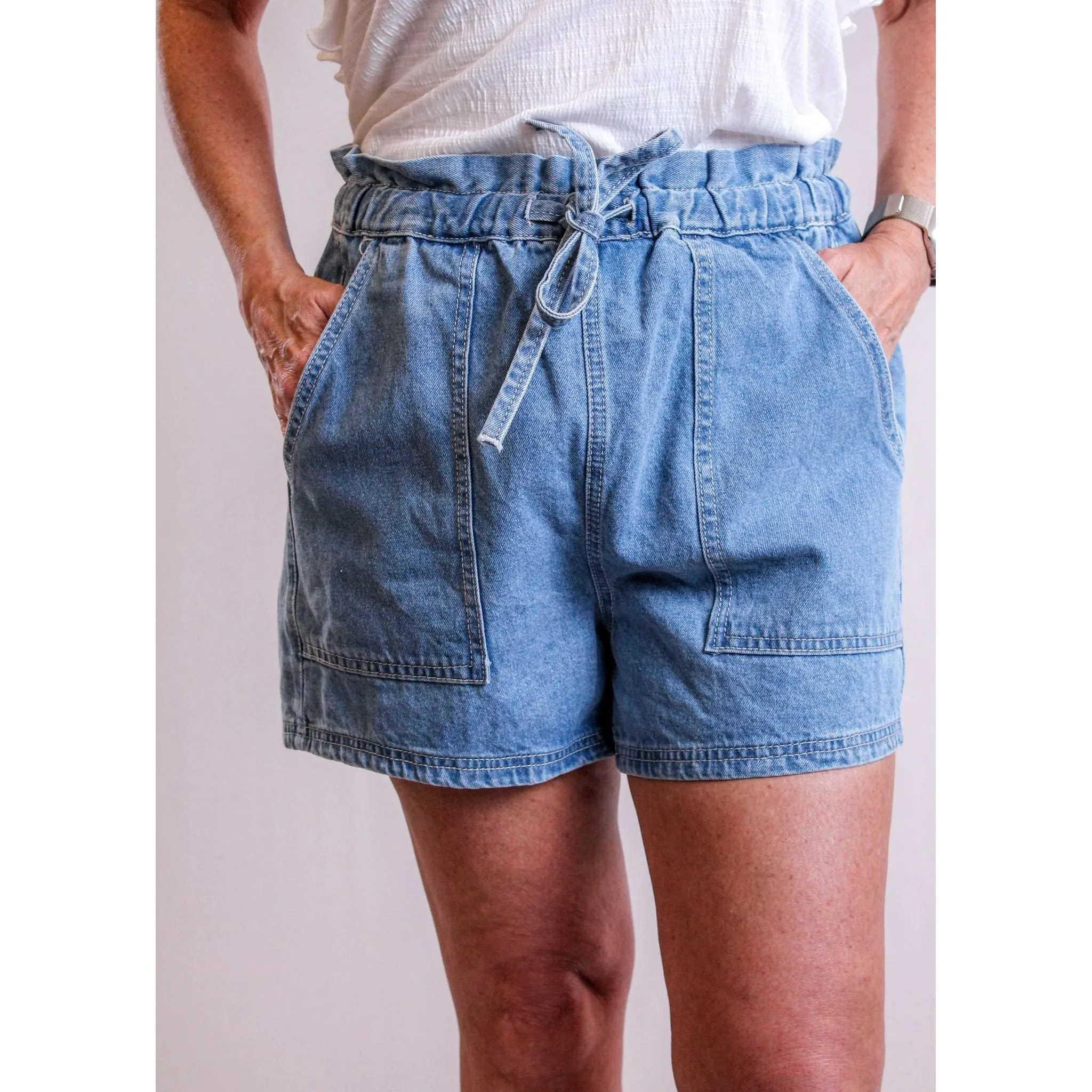 Wishlist Denim Shorts with Drawstring Waist