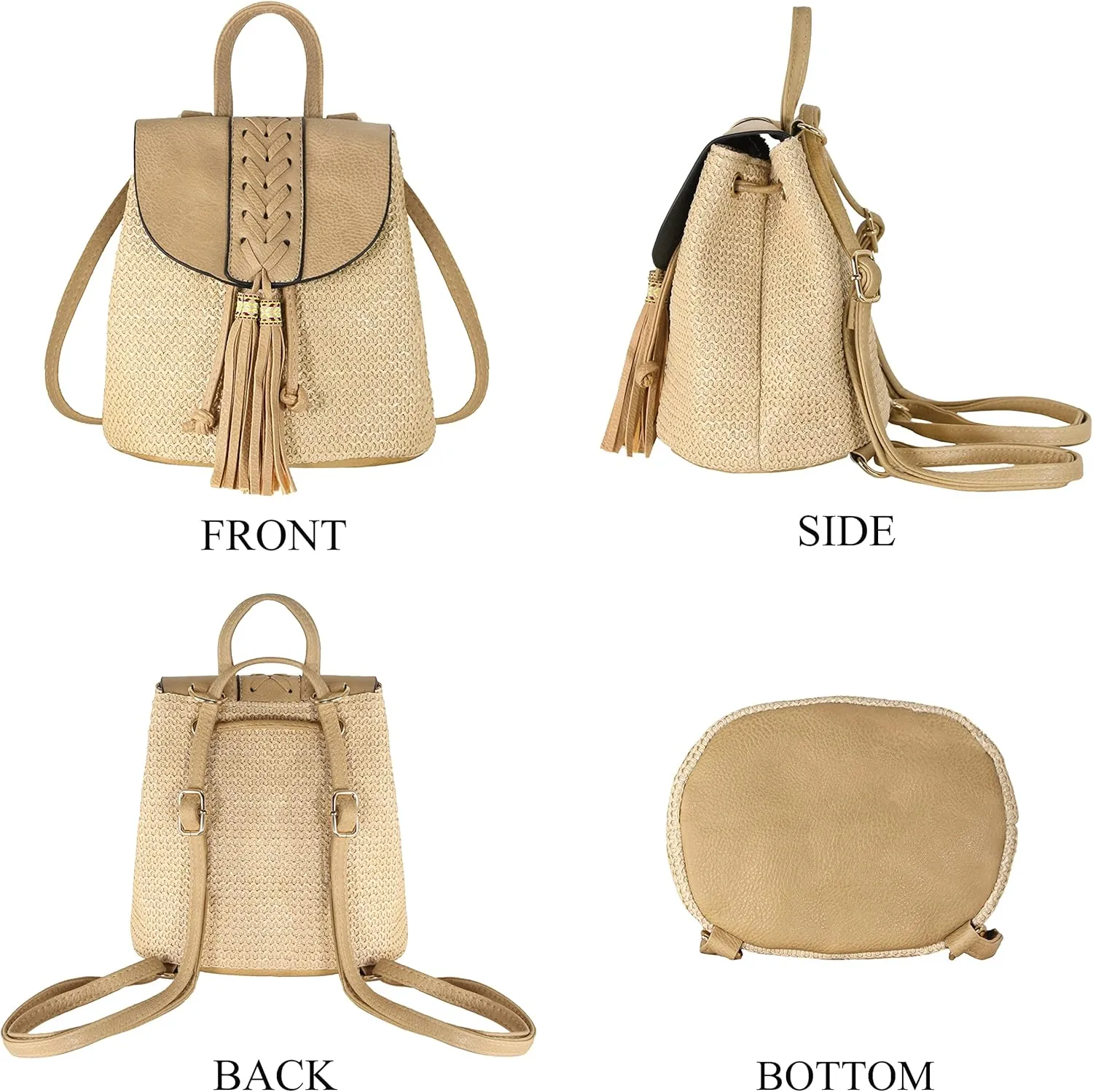 Women Beach Bag Summer Straw Woven Shoulder Bag Crossbody Bucket Handbags Handmade Hobo Purse Bamboo Handle
