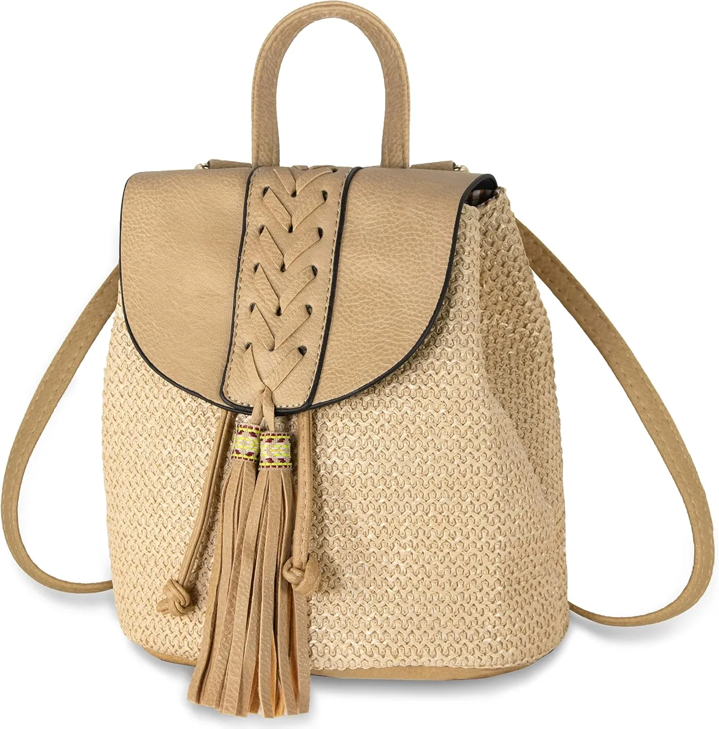 Women Beach Bag Summer Straw Woven Shoulder Bag Crossbody Bucket Handbags Handmade Hobo Purse Bamboo Handle