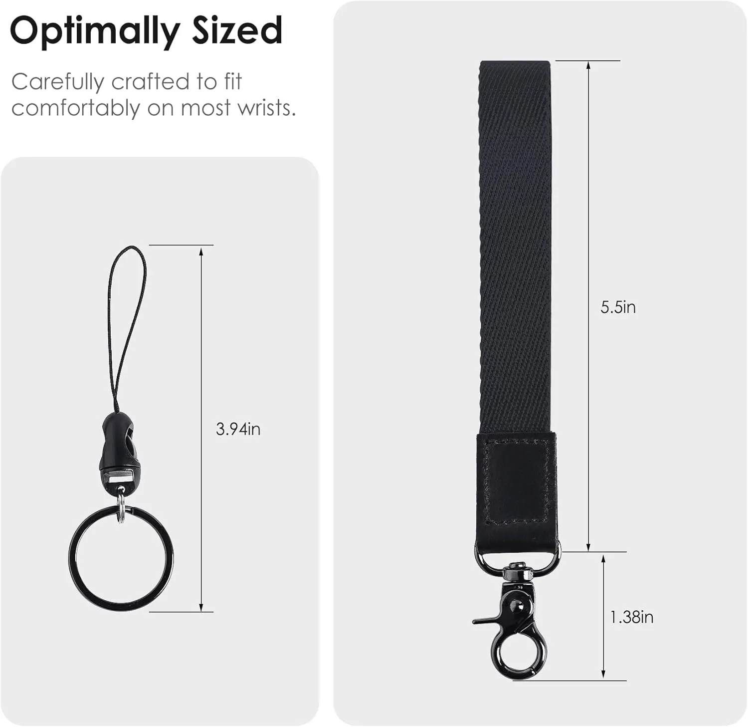Wristlet Keychain Lanyard for Keys, Card Wallet - Cute Key Chains for Women, Men (Tranquil Black)