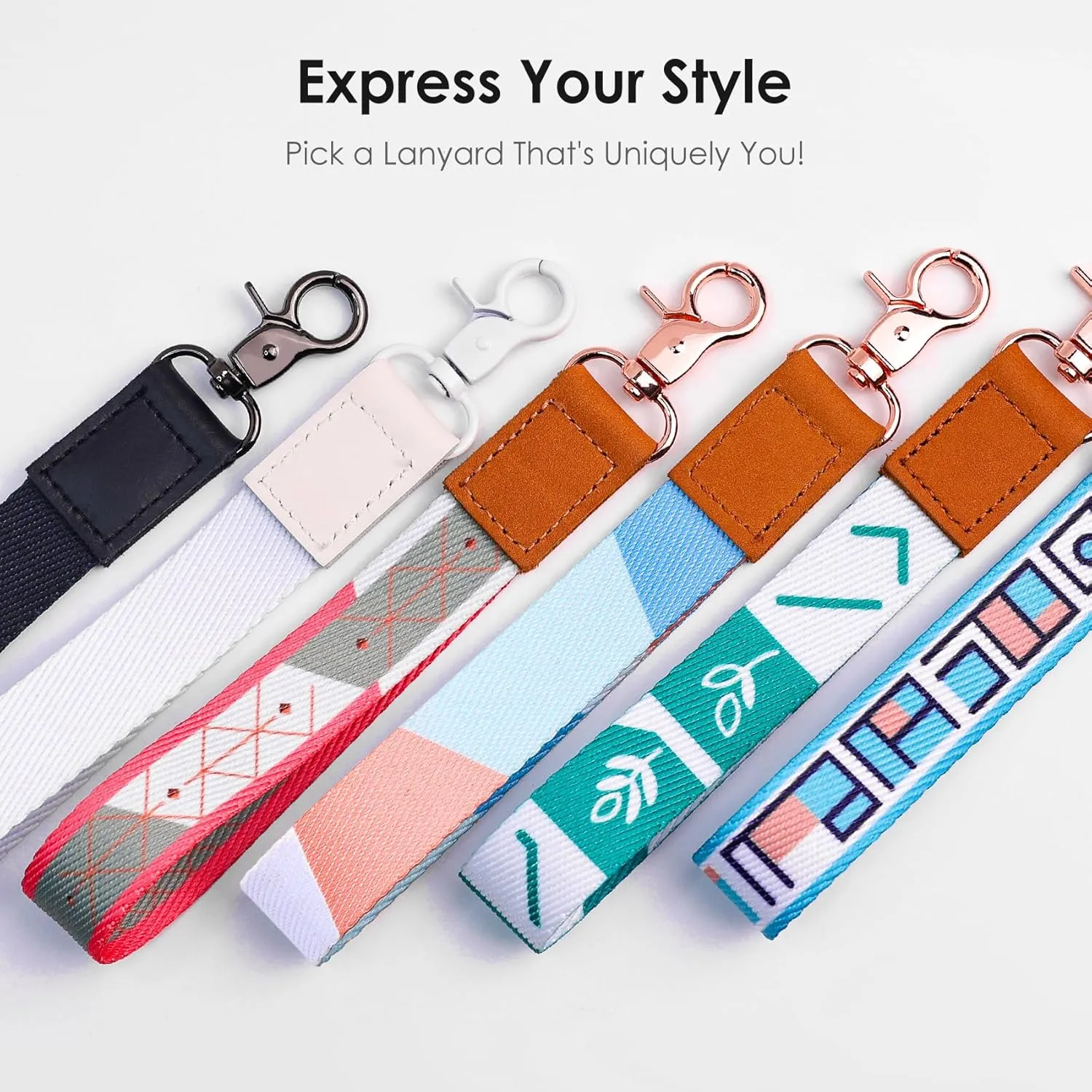 Wristlet Keychain Lanyard for Keys, Card Wallet - Cute Key Chains for Women, Men (Tranquil Black)