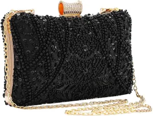 Yokawe Womens Beaded Evening Clutch Bag 1920s Sequin Purse Bridal Wedding Party Prom Handbags
