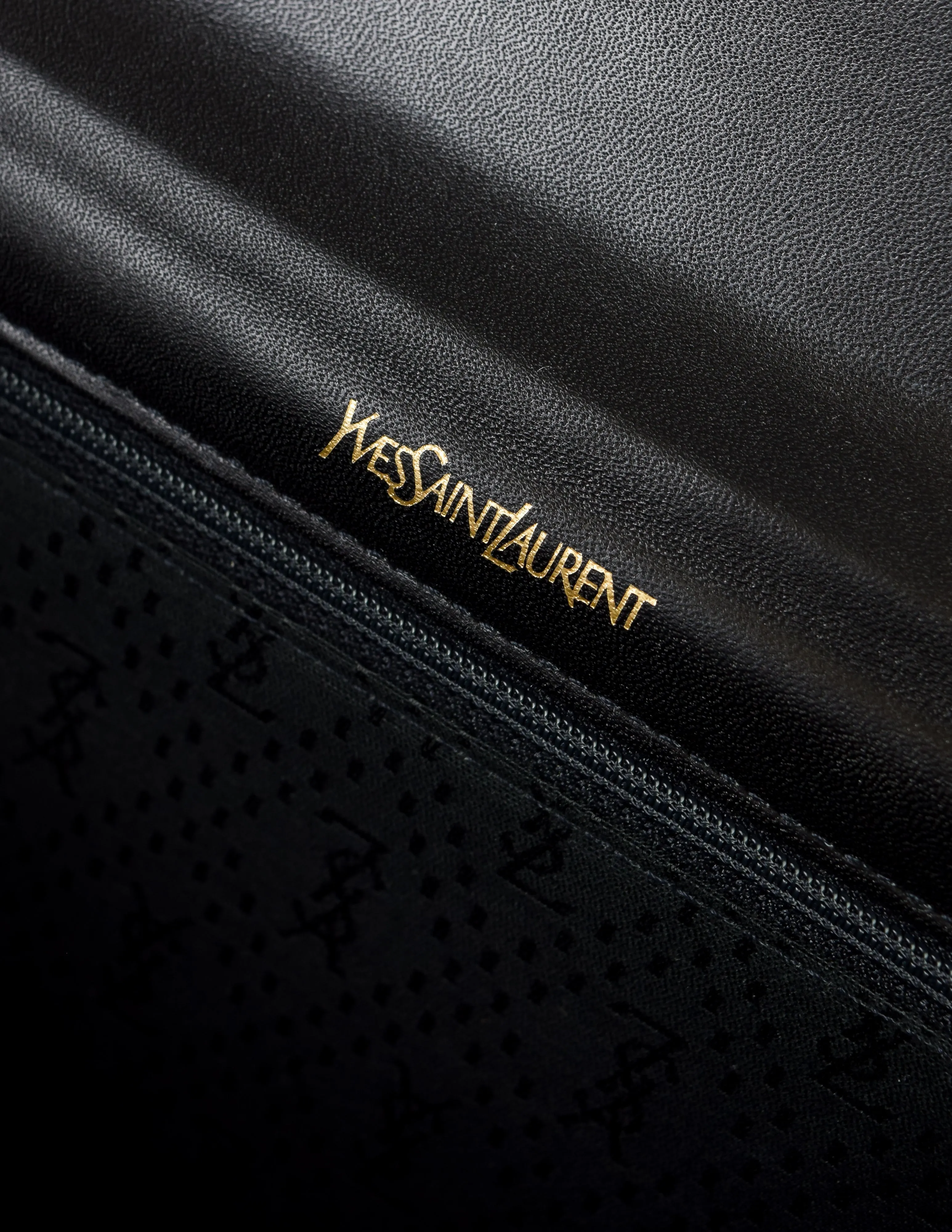 Yves Saint Laurent Vintage Black Croc Embossed Patent Leather Structured Clutch Bag